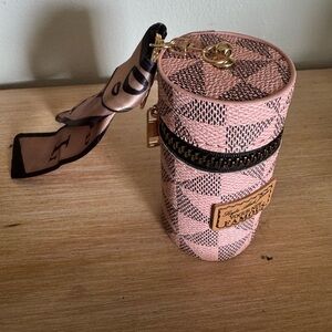 Pink and Black Checkered Cylinder Key Holder